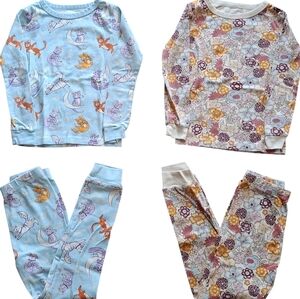 2 little girls organic cotton long sleeve pajama sets size Small